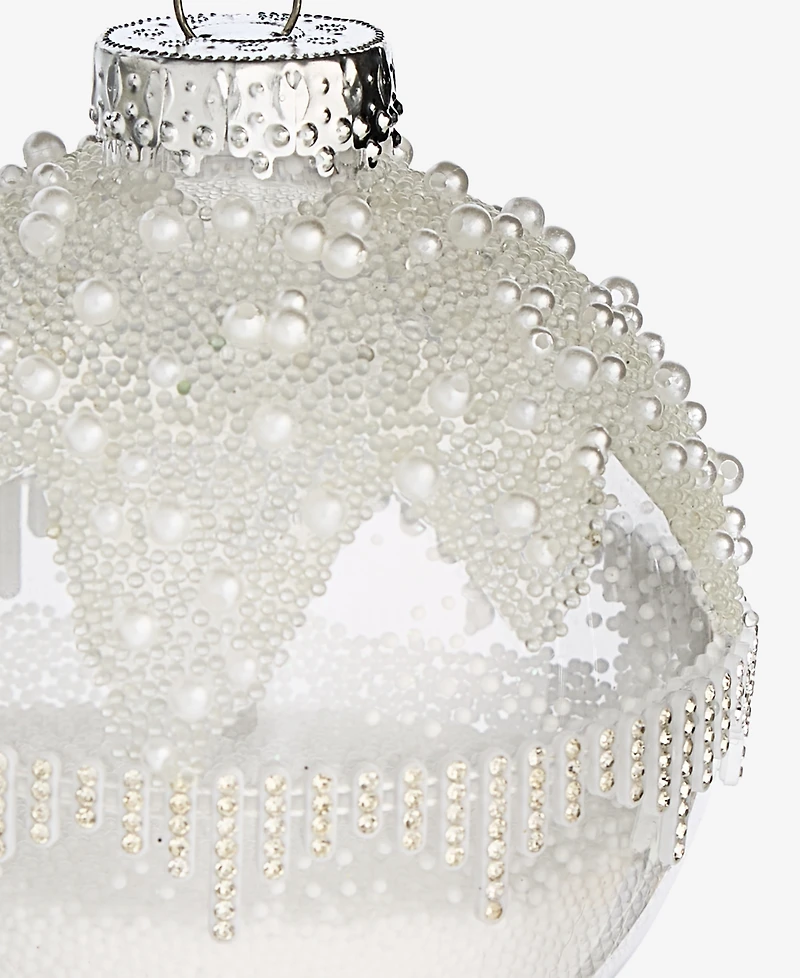 Holiday Lane Iced Delight Silver Ball Ornament, Macy's Exclusive