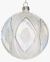 Holiday Lane Iced Delight Glass White Beaded Ball Ornament, Macy's Exclusive