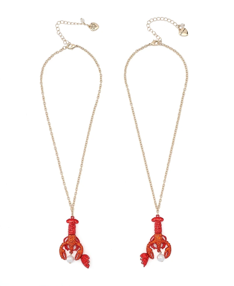 Betsey Johnson Mermaid Jewels Lobster Friendship Necklace Set