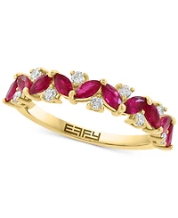 Effy Ruby (1 ct. t.w.) & Diamond (1/5 ct. t.w.) Marquise Cluster Ring in 14k Gold