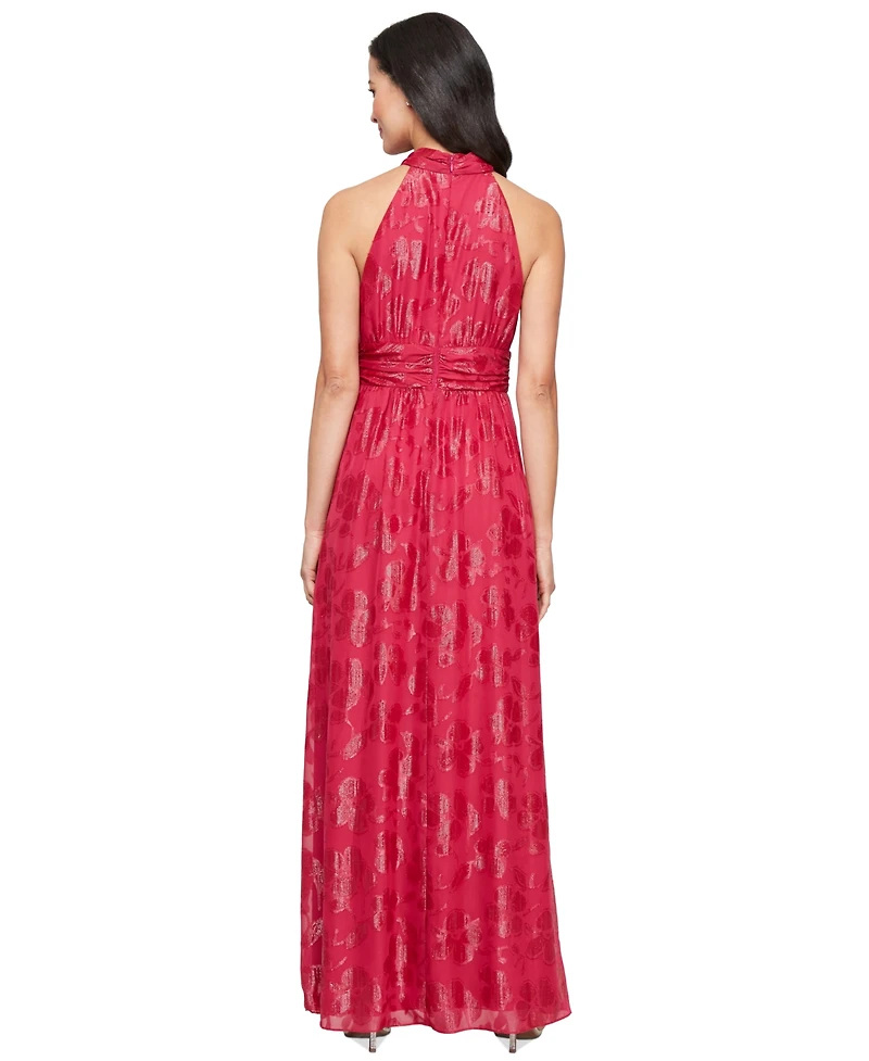 Sl Fashions Women's Burnout Chiffon Sleeveless Gown