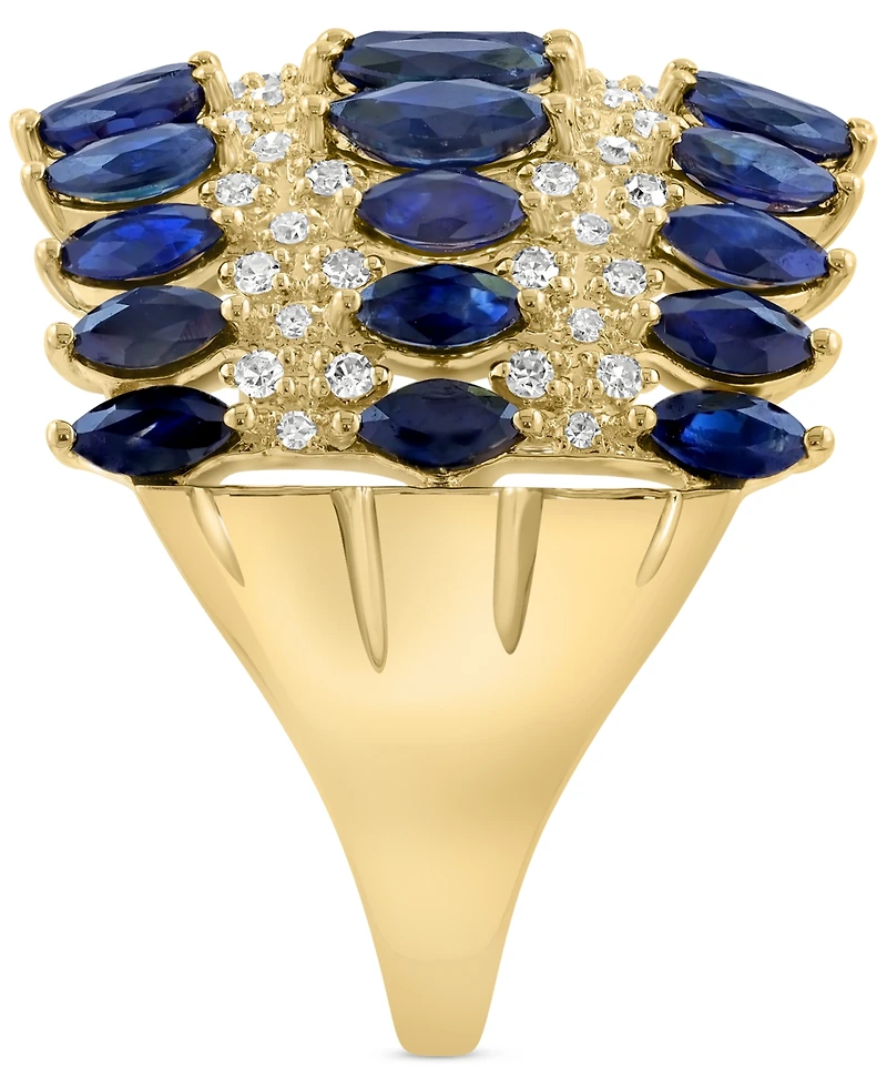 Effy Sapphire (3-5/8 ct. t.w.) & Diamond (5/8 ct. t.w.) Crown Inspired Statement Ring in 14k Gold
