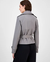 Maralyn & Me Juniors' Cropped Trench Coat, Exclusively at Macy's