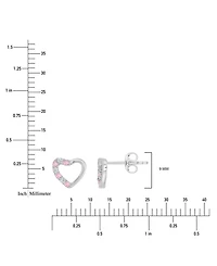 Pink Cubic Zirconia Heart Stud Earrings 14k Rose Gold over Sterling Silver