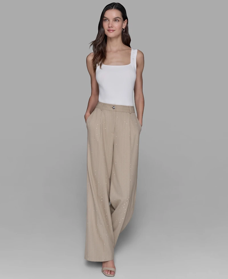 Karl Lagerfeld Paris Women's Embellished Pinstriped Pants