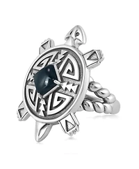 Sterling Silver Black Onyx Fritz Casuse Split Shank Turtle Ring,