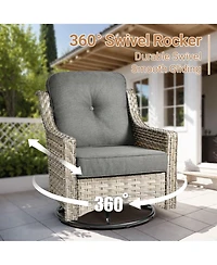 Xizzi 10 Piece Outdoor Patio Furniture with Swivel Rocking Chairs,All Weather Rattan Wicker Sectional Coversation Set Solar Coffee Table, Single