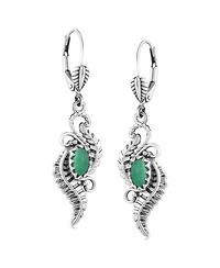 Sterling Silver Green Turquoise Vine and Leaf Dangle Earrings