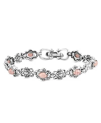 Sterling Silver Rhodochrosite Concha Link Bracelet, Size Large