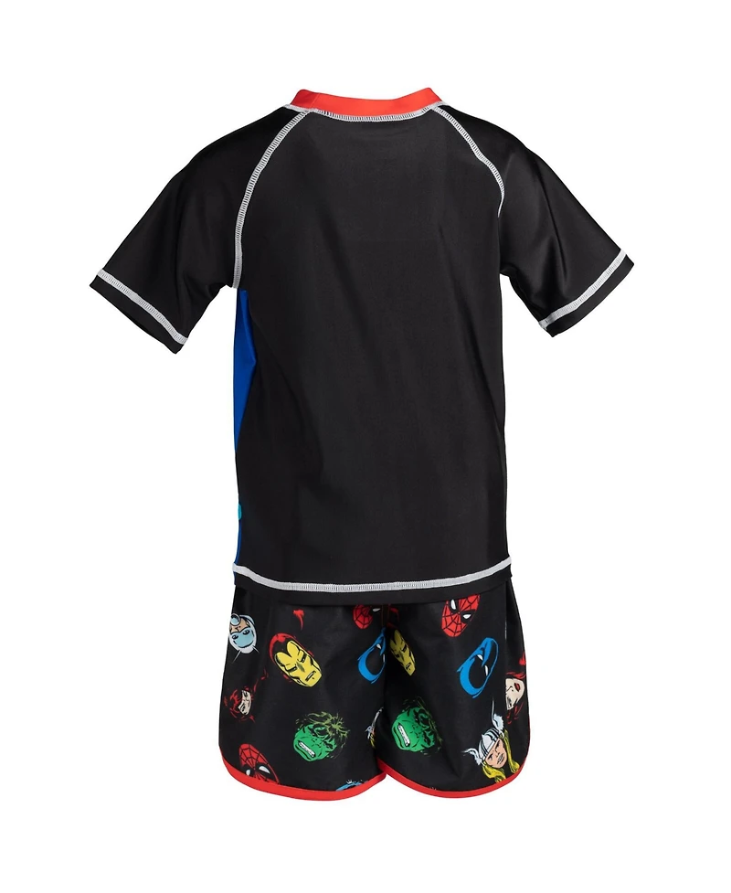 Avengers Boys Upf 50+ Rash Guard and Swim Trunks Outfit Set