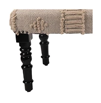 47" Cream And Black Leg Abstract Stripe and Dot Upholstery Bench