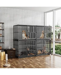Bingopaw Stackable Heavy-Duty Dog Cage With Casters and Tray