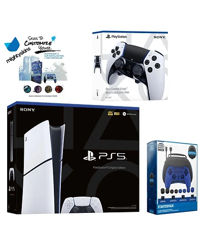 Sony PlayStation 5 Slim Digital with Extra Edge Controller, Pro Gamer Starter Kit and MightySkins Decal Voucher