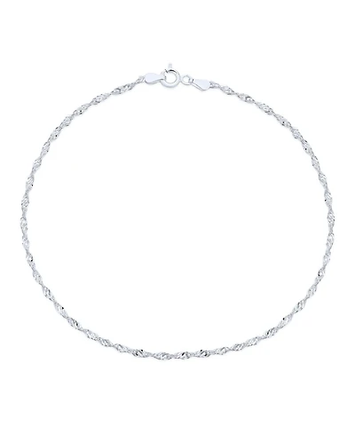 Bling Jewelry Singapore Chain Twisted Curb Anklet Ankle Bracelet .925 Sterling Silver
