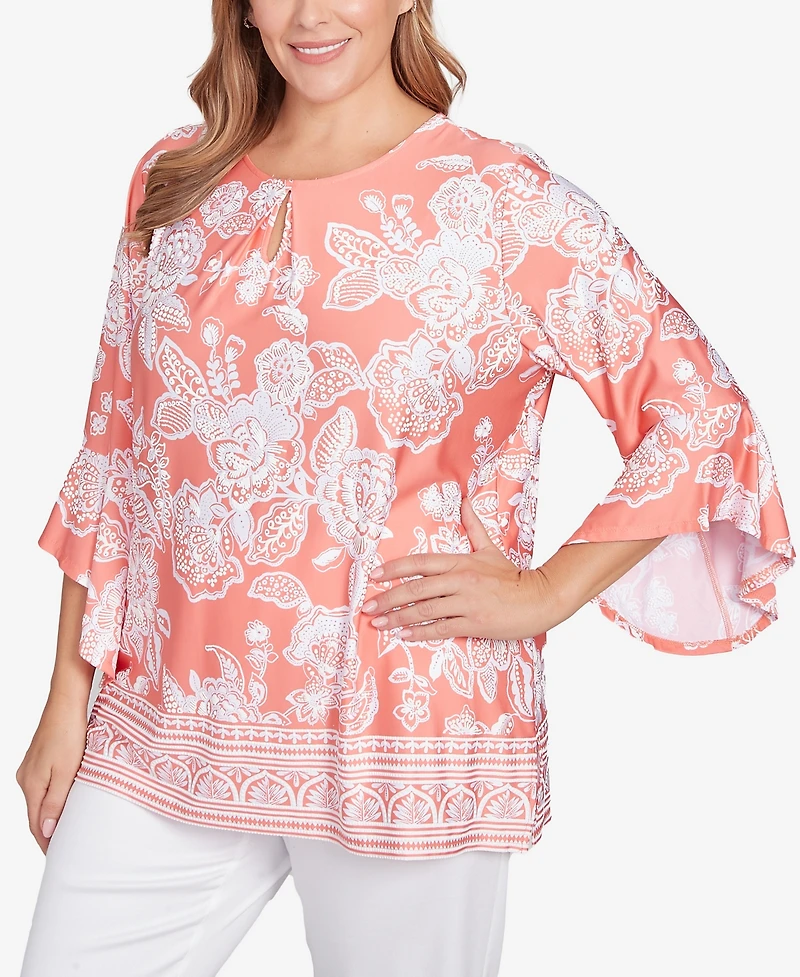 Ruby Rd. Plus Puff Print Ruffle Top