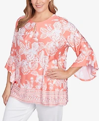 Ruby Rd. Plus Puff Print Ruffle Top