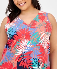 Jones New York Plus Size Printed Linen-Blend Dress