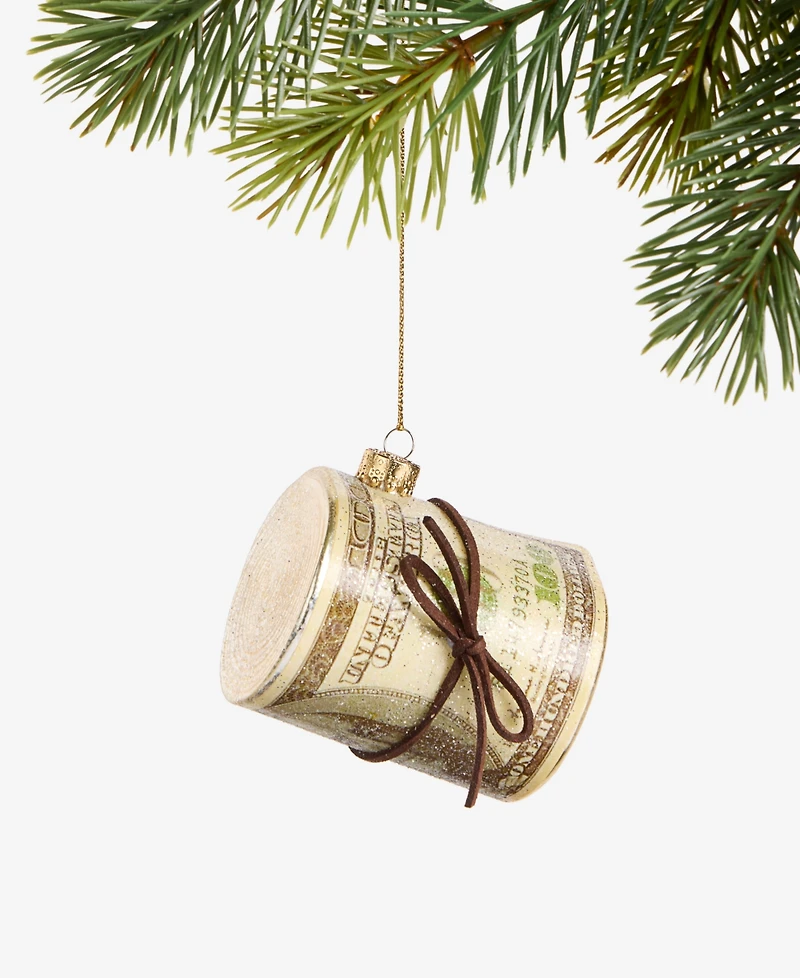 Holiday Lane Eclectic Charm Glass Rolled $100 Bill Ornament, Macy's Exclusive