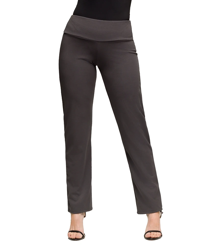24seven Comfort Apparel Women's Comfortable Stretch High Waist Dress Pants