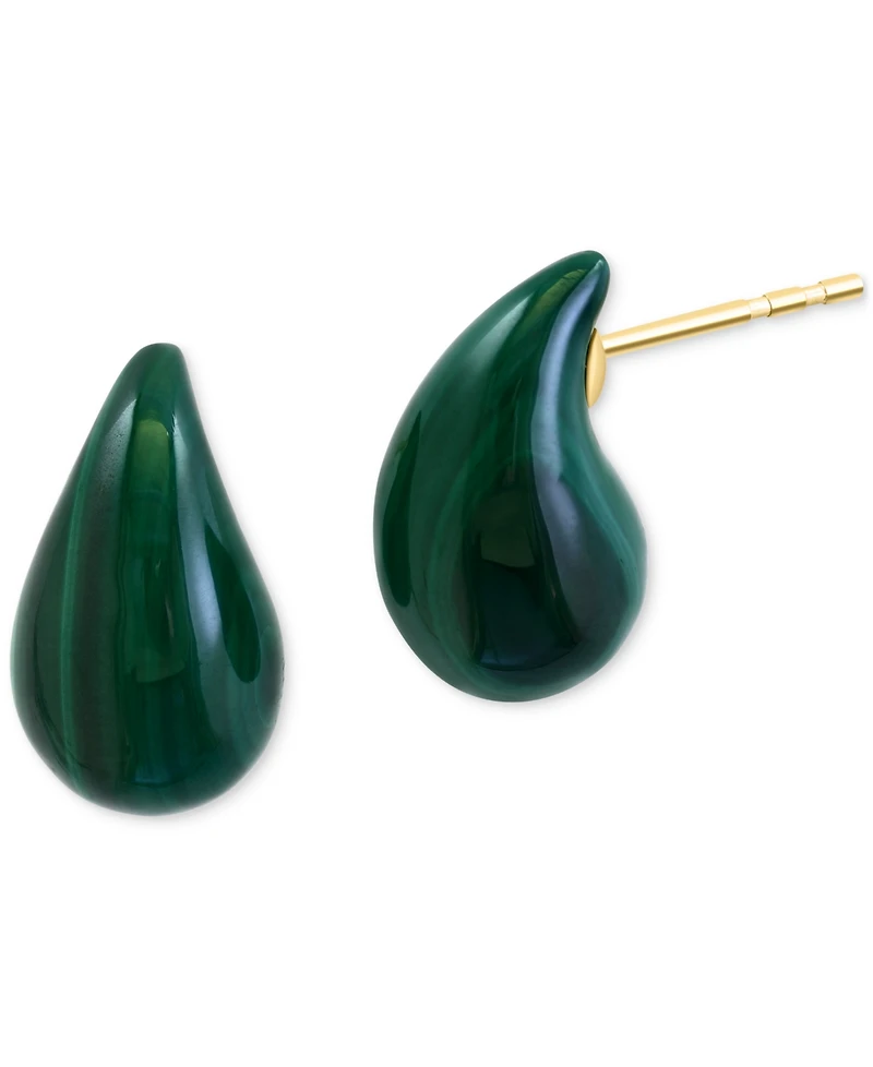 Effy Malachite Fancy-Cut Curved Teardrop Stud Earrings in 14k Gold