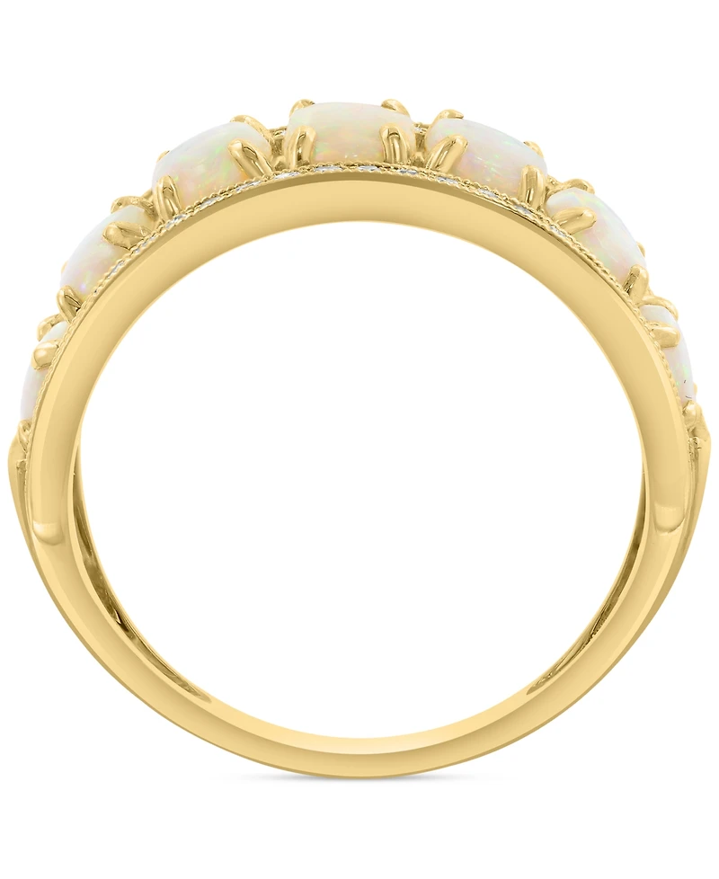 Effy Opal (2 ct. t.w.) & Diamond (1/5 ct. t.w.) Oval Channel Ring in 14k Gold