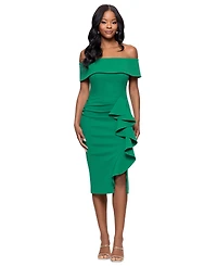 Betsy & Adam Petite Off-The-Shoulder Ruffle Sheath Dress