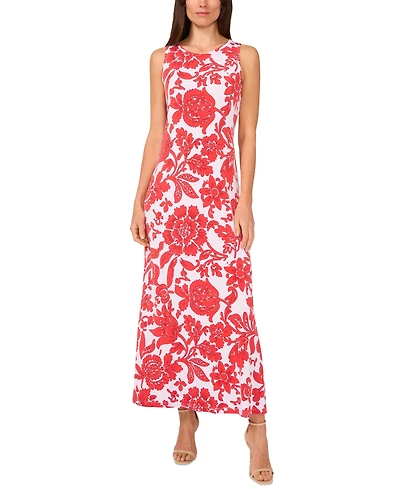 Vince Camuto Women's Floral Sleeveless Keyhole-Back Crewneck Maxi Dress