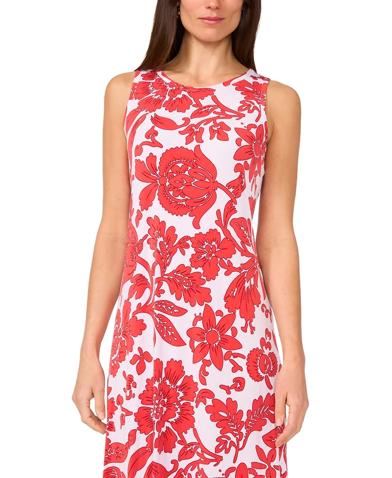 Vince Camuto Women's Floral Sleeveless Keyhole-Back Crewneck Maxi Dress