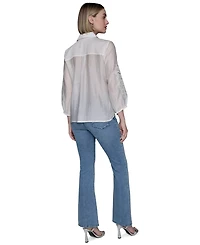 Karl Lagerfeld Paris Women's Floral Cutout Blouse