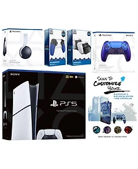 Sony Playstation 5 Slim Digital with White Pulse Headset, Extra Cosmic Red Controller, Trigger Stop Kit, Charge Dock and MightySkins Decal Voucher + 1