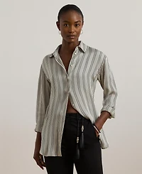 Lauren Ralph Women's Relaxed-Fit Striped Satin Shirt