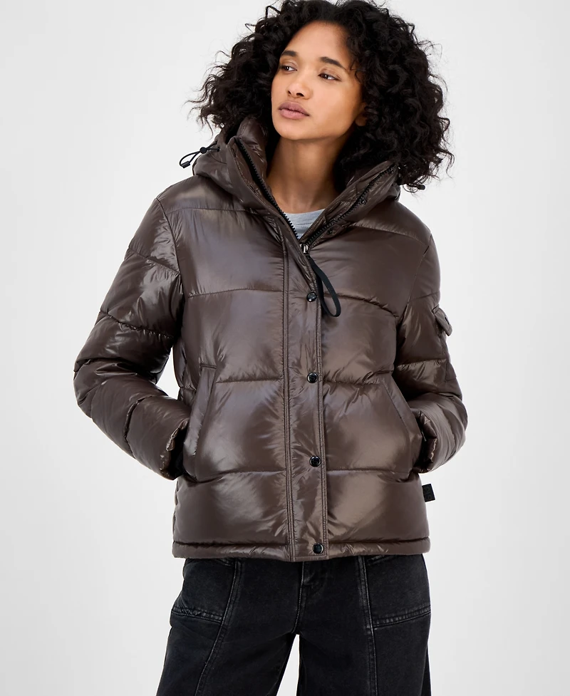 S13 Women's Ella Hooded Thumbhole-Cuff Puffer Coat