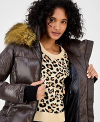 S13 Women's Allie Faux-Fur-Trim Hooded Puffer Coat