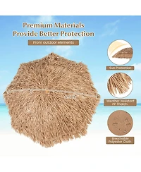 Gymax 6.5 Ft Thatched Tiki Umbrella w/ Foldable Stand Hawaiian Style Beach Umbrella