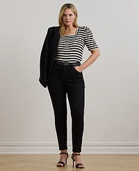 Lauren Ralph Lauren Plus Size Striped Cotton Jersey Puff-Sleeve Tee