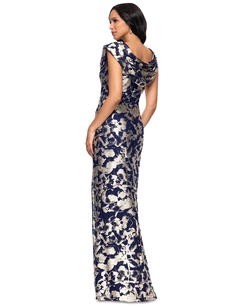 Betsy & Adam Women's Floral-Foil Powermesh Sheath Dress