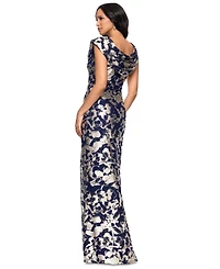Betsy & Adam Women's Floral-Foil Powermesh Sheath Dress