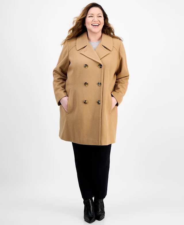 Macy's Anne Klein Double Breasted Pea Coat Winter Coats Anne