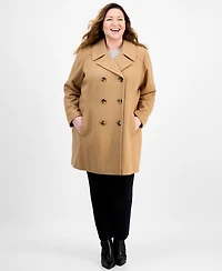 Anne Klein Plus Double-Breasted Peacoat, Exclusively at Macy's