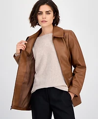 Anne Klein Women's Zip-Front Leather Jacket