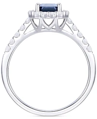 Emerald (1 ct. t.w.) & Diamond (3/8 Round Baguette Halo Ring 14k Gold (Also Ruby Sapphire)