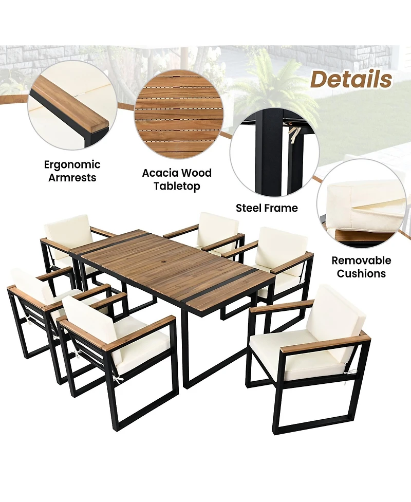 Mondawe 7 Pieces Outdoor Dining Set Patio Table and Chair