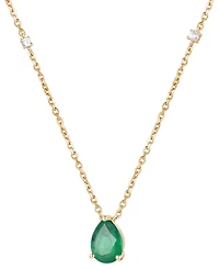 Emerald (1 ct. t.w.) & Diamond (1/20 17" Pendant Necklace 14k Gold (Also Ruby and Sapphire)