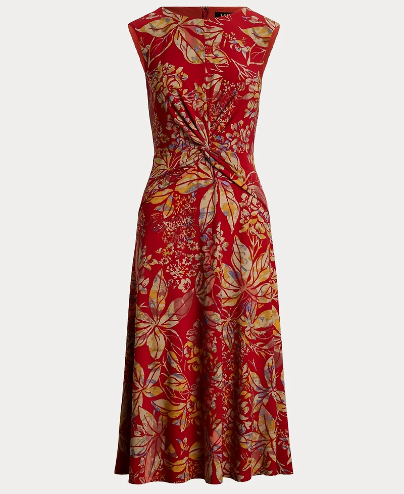 Lauren Ralph Women's Floral Twist-Front Stretch Jersey Dress