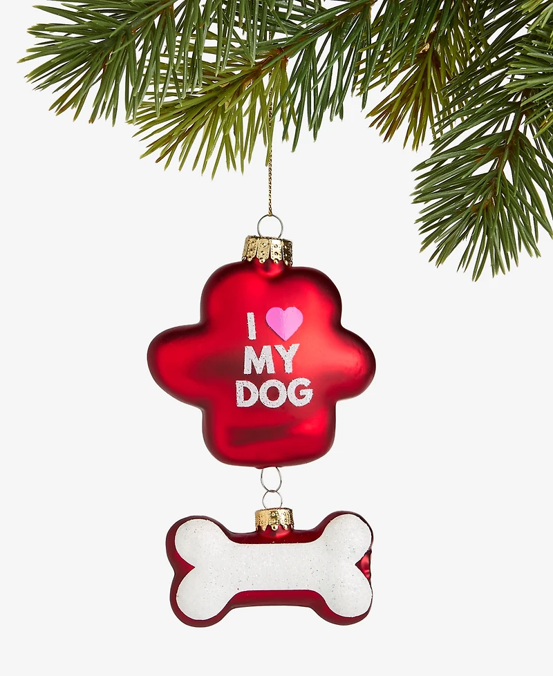 Holiday Lane Pets I Love My Dog 2025 Paw & Bone Ornament, Macy's Exclusive