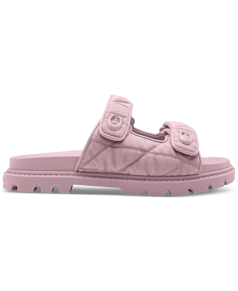 Coach Women's Sculpted C Quilted Washed Denim Double Band Sandals