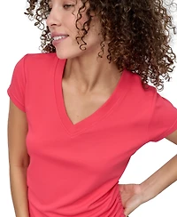 Dkny Sport Women's Crewneck Short-Sleeve Side-Ruched Top