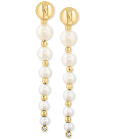 Effy Cultured Freshwater Pearl (2-1/2 - 5mm) & Diamond Accent Linear Drop Earrings in 14k Gold