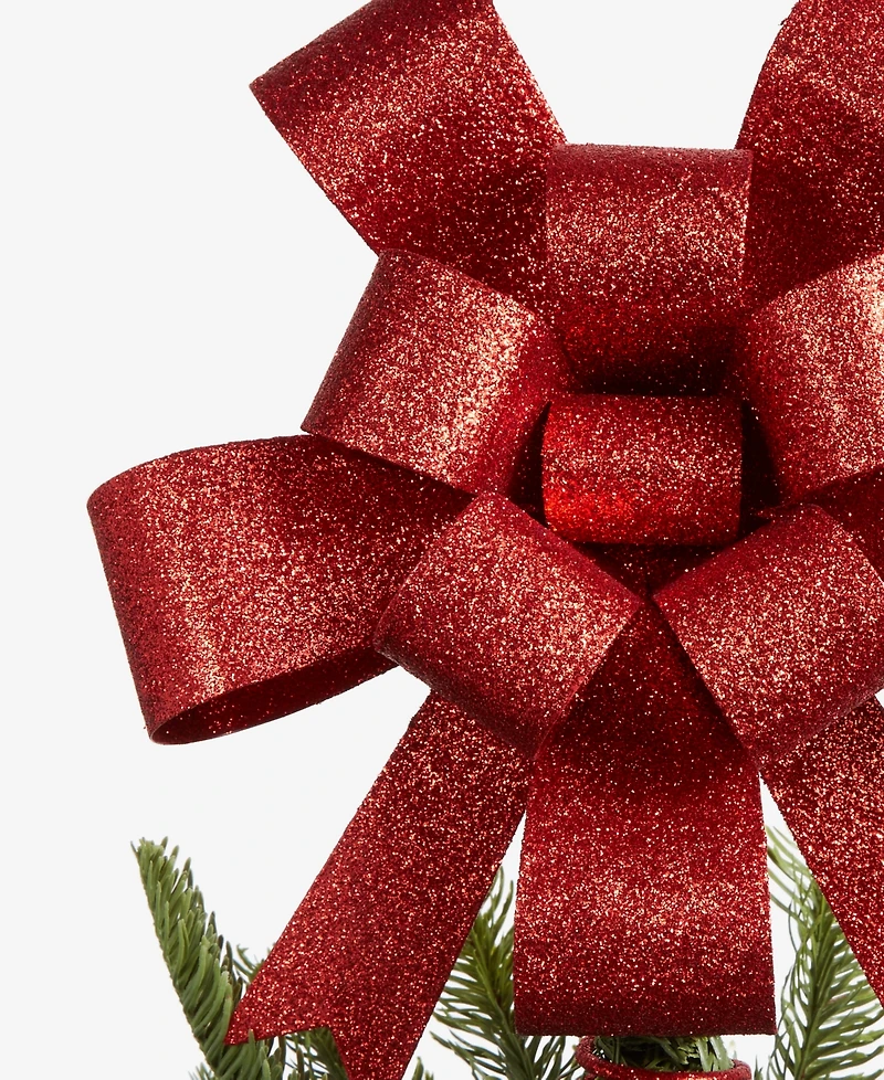 Holiday Lane Heritage Red Glitter Gift Bow Tree Topper, Macy's Exclusive