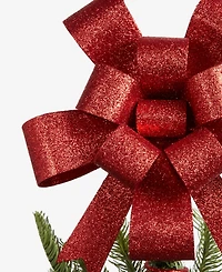 Holiday Lane Heritage Red Glitter Gift Bow Tree Topper, Macy's Exclusive